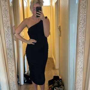 Club L London Women’s navy blue ruched evening midi dress UK16